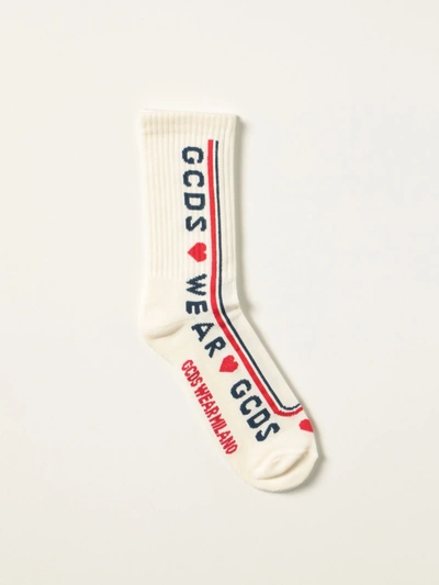 Shop Gcds Wear Milano  Socks In Stretch Cotton In White