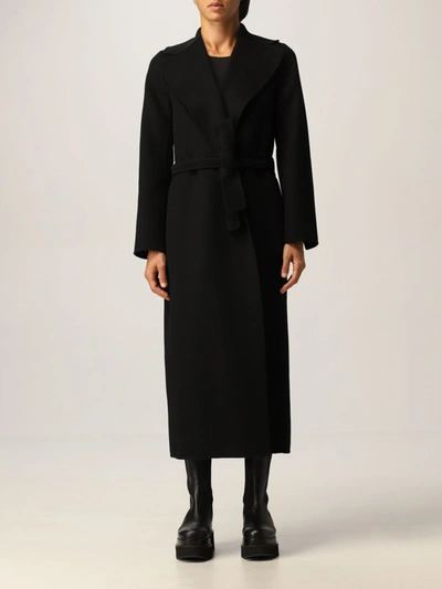 Shop 's Max Mara Wool Wrap Coat In Black