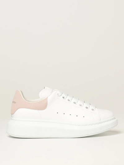 Shop Alexander Mcqueen Larry  Leather Sneakers In White
