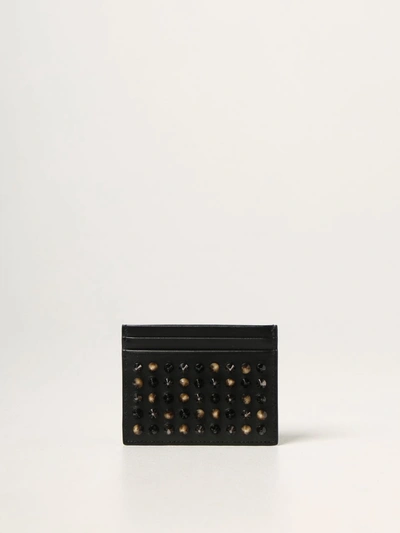Shop Christian Louboutin Kios  Credit Card Holder With Studs In Black