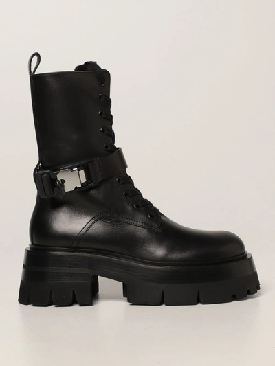 Shop Versace Leonidas  Leather Boots In Black