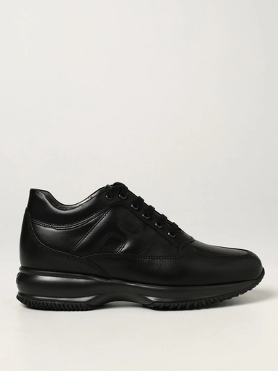 Shop Hogan Interactive  Trainers In Leather In Black
