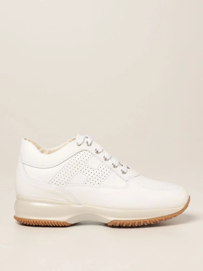 Shop Hogan Interactive  Sneakers In Leather In White