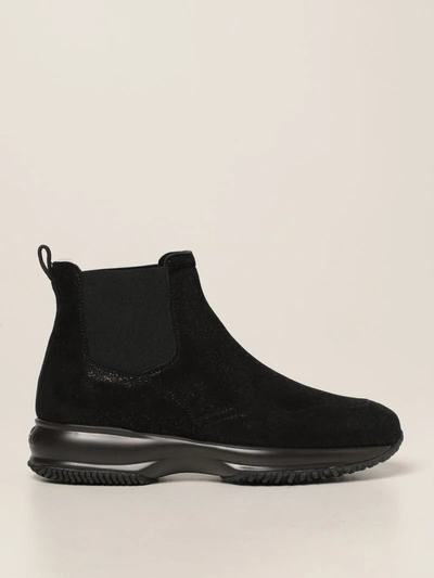 Shop Hogan Chelsea Interactive  Boots In Suede In Black