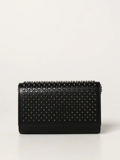 Shop Christian Louboutin Paloma  Shoulder Bag In Leather With Studs In Black