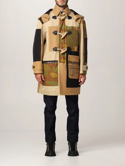 Shop Dsquared2 Camouflage Patchwork Coat In Multicolor