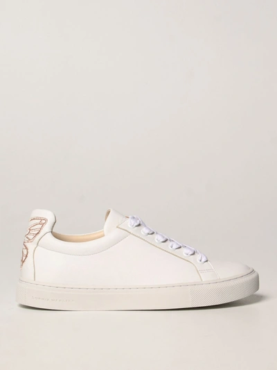 Shop Sophia Webster Sneakers In Leather With Embroidered Butterfly In White