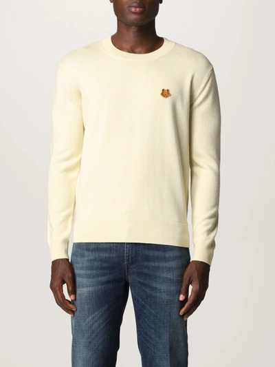 Shop Kenzo Wool Sweater With Tiger In Cream