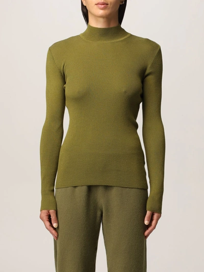 Shop Alberta Ferretti Ribbed Virgin Wool Sweater In Green