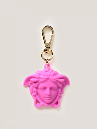Shop Versace Keyring With Medusa In Fuchsia