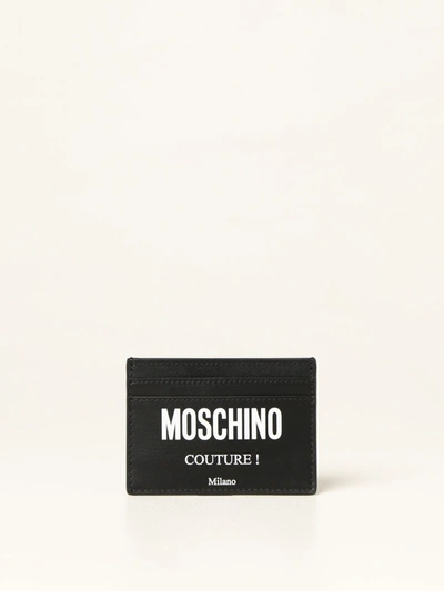 Shop Moschino Couture Credit Card Holder In Leather In Black