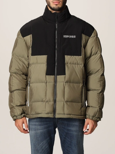 Shop Marcelo Burlon County Of Milan Down Jacket With Logo In Military
