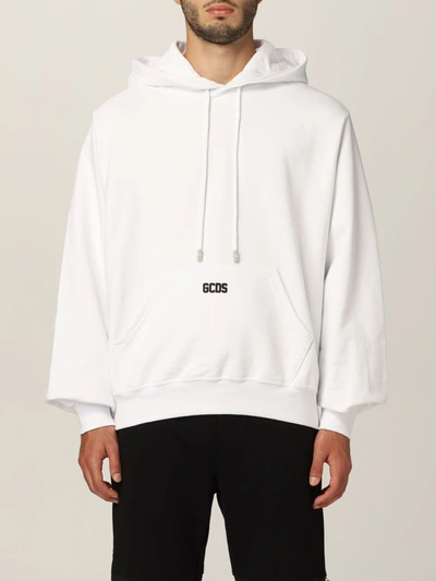 Shop Gcds Cotton Sweatshirt With Logo In White