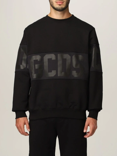 Shop Gcds Cotton Sweatshirt With Logo In Black