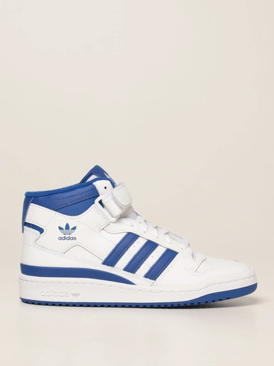 Adidas Originals Forum Mid-top Lace-up Sneakers In White/team Royal Blue/ white | ModeSens
