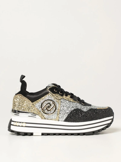 Liu •jo Glitter-embellished Panelled Sneakers In Black | ModeSens
