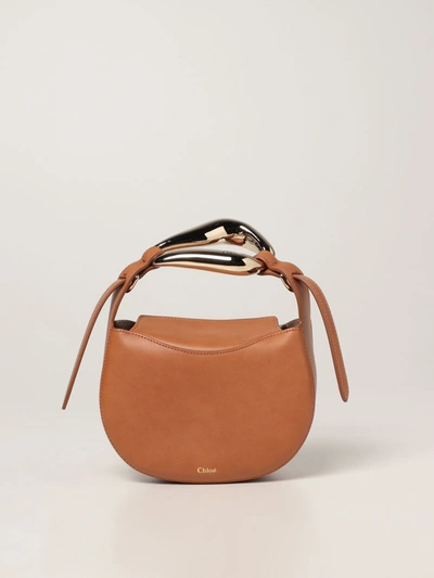 Shop Chloé Kiss  Crossbody Bag In Leather In Brown