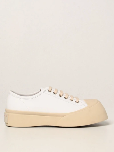 Shop Marni Pablo Chunky  Sneakers In Leather In White