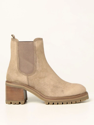 Shop Pedro Garcia Ankle Boot In Suede In Sand