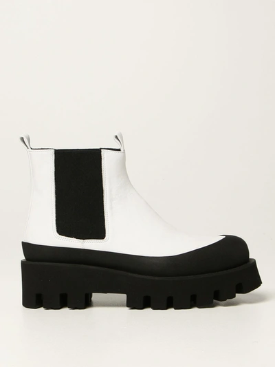 Shop Paloma Barceló Celine Paloma Barcelò Ankle Boots In Nappa Leather With Treaded Sole In White