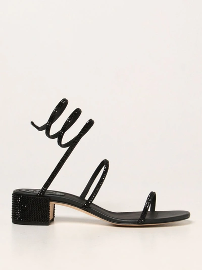 René Caovilla Cleo 40mm Open Toe Sandals In Black