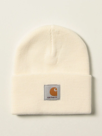 Shop Carhartt Beanie Hat With Logo In Yellow