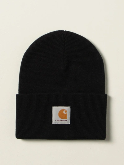 Shop Carhartt Bobble Hat With Logo In Navy