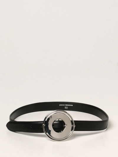 Shop Rabanne Leather Belt With Maxi Buckle In Black