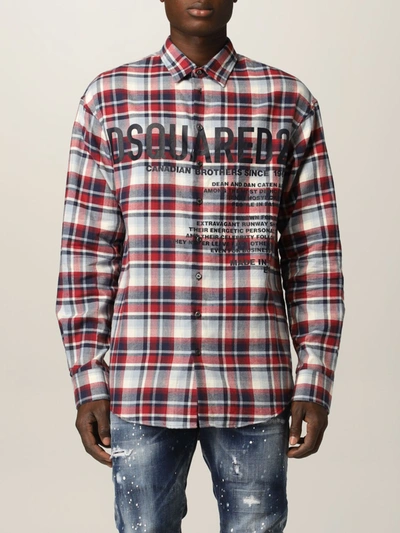 Shop Dsquared2 Shirt In Check Cotton In Red