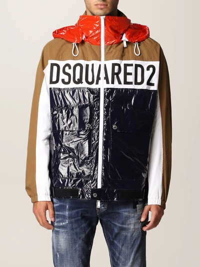 Shop Dsquared2 Jacket In Technical Fabric In Navy