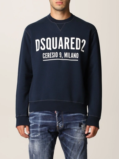 Shop Dsquared2 Crewneck Sweatshirt With Logo In Blue
