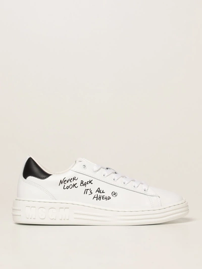 Shop Msgm Sneakers In Leather In White