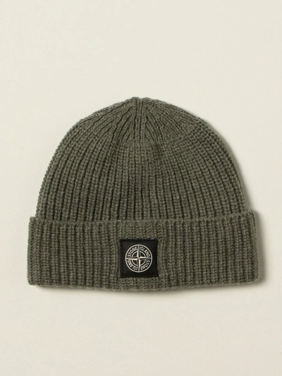 Shop Stone Island Wool Hat In Military