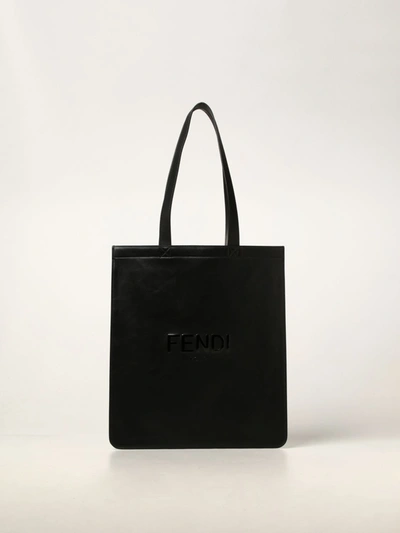 Shop Fendi Bag In Calfskin With Painted Logo In Black