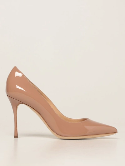 Shop Sergio Rossi Godiva  Patent Leather Pumps In Blush Pink