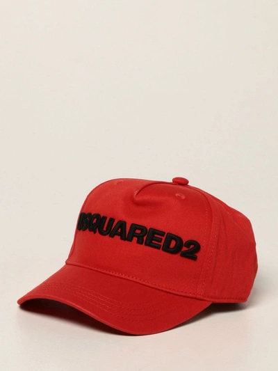 Shop Dsquared2 Hat With Logo In Brick Red