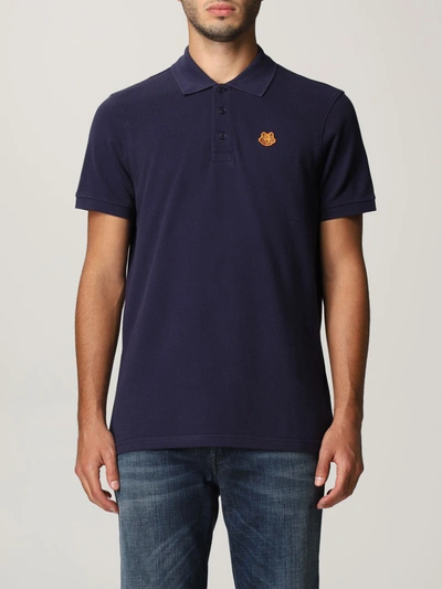 Shop Kenzo Polo Shirt With Tiger In Blue
