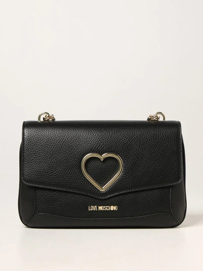 Shop Love Moschino Bag With Metallic Heart In Black