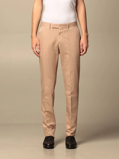 Shop Ermenegildo Zegna Trousers In Cotton And Linen In Beige