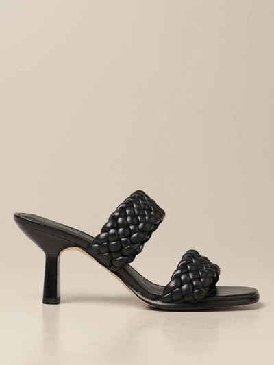 Shop Michael Michael Kors Amelia  Mules In Woven Synthetic Leather In Black