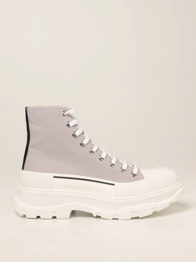 Shop Alexander Mcqueen Ankle Boot In Canvas In Grey