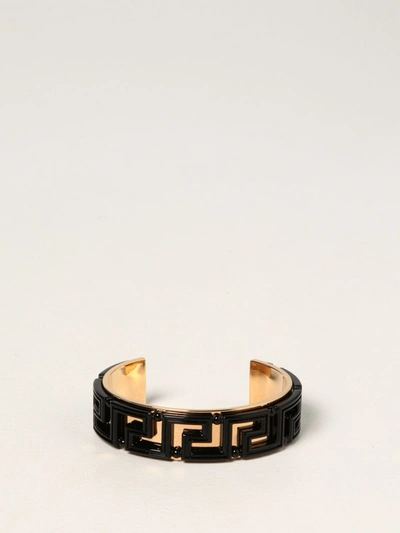 Shop Versace Bracelet With Greca Motif In Black