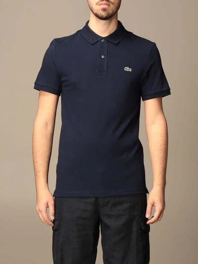 Shop Lacoste Basic Cotton Polo Shirt With Logo In Navy