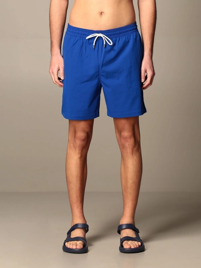 Shop Polo Ralph Lauren Boxer Swimsuit In Royal Blue