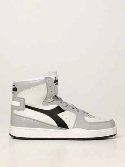 Shop Diadora Mi Basket Used  Heritage Sneakers In Leather In White