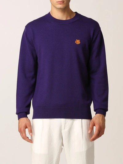 Shop Kenzo Wool Sweater With Tiger In Violet