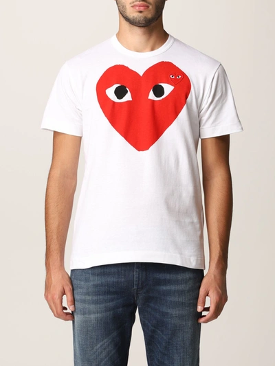 Shop Comme Des Garçons Play T-shirt With Logo Print In White