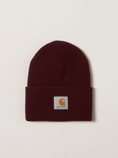 Shop Carhartt Beanie Hat With Logo In Red