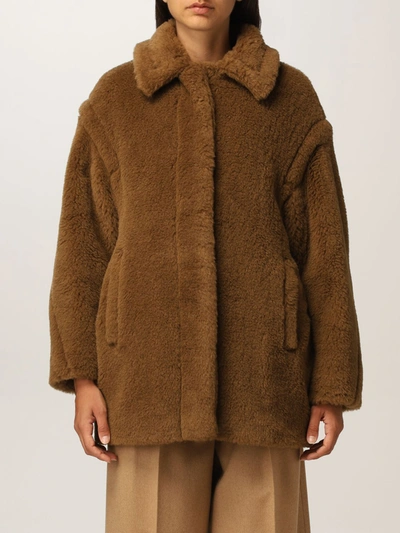 Max Mara Viale Oversized Alpaca, Wool And Silk-blend Coat In Leather
