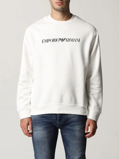 Shop Emporio Armani Sweatshirt In Cotton And Modal In White